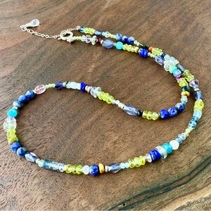 Beaded Mixed Gemstone Necklace, Artisan Jewelry